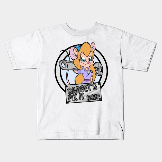 Gadget's Fix It Shop Kids T-Shirt by SimplePeteDoodles